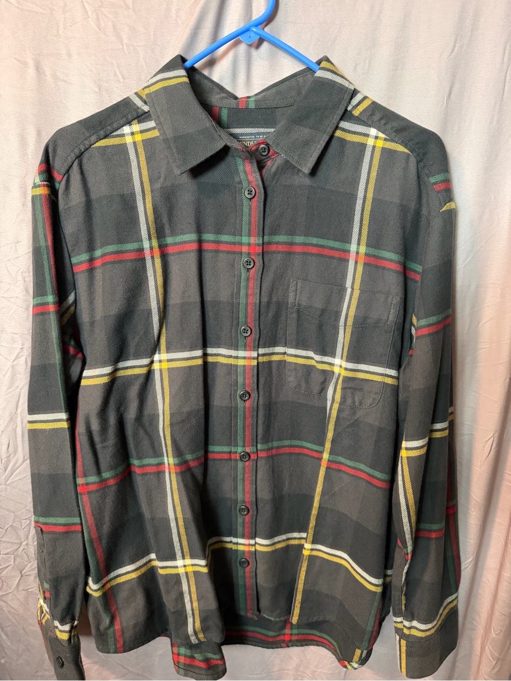 Pendleton Charcoal Plaid Shirt with Red, Green & Yellow Stripes